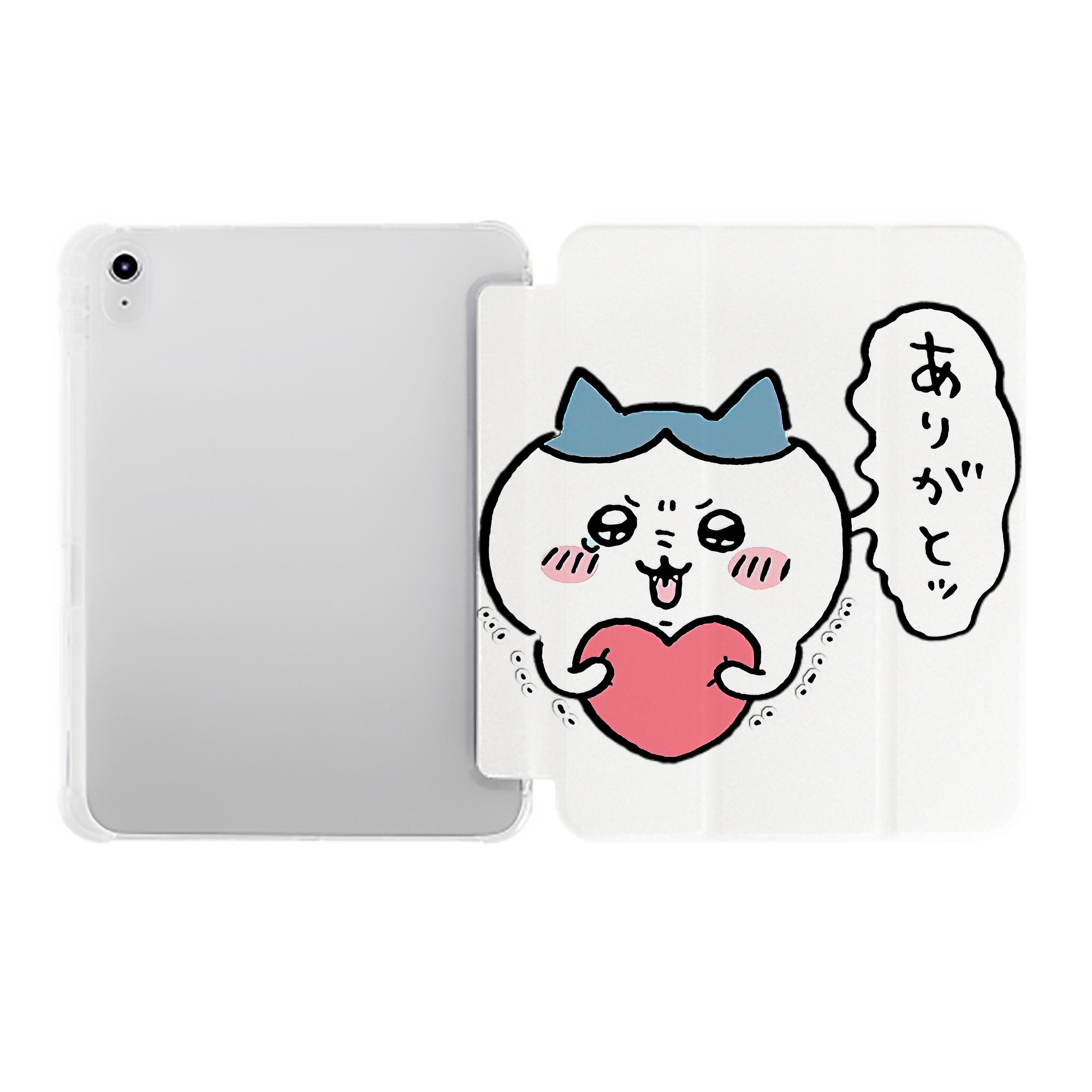（画像用） ちいかわ ハチワレ Chii-kawa hachiware IPad ケース ペン収納付き 三つ折りスタンド PUレザー×シリコン 対応機種9.5/10.5/10.9インチ